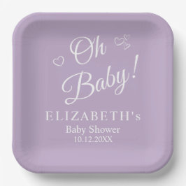 "Oh Baby" Lavender Moderne Minimalistische Babydus Pappteller
