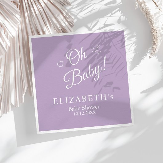 "Oh Baby" Lavender Moderne Minimalistische Babydus Serviette