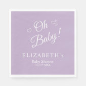 "Oh Baby" Lavender Moderne Minimalistische Babydus Serviette (Vorderseite)