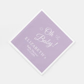 "Oh Baby" Lavender Moderne Minimalistische Babydus Serviette (Ecke)