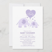 Oh Baby Lavender Niedlich Elephant Baby Dusche Einladung (Vorderseite)