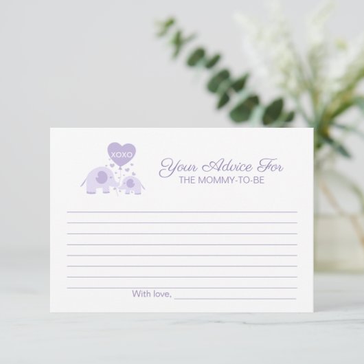Oh Baby Lavender Niedliche Elephant Baby Dusche Ra Einladung (Stehend Vorderseite)