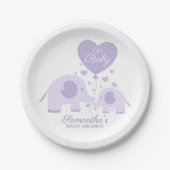 Oh Baby Lavender Schöne Elephant Babydusche Pappteller (Vorderseite)