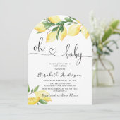 Oh Baby Lemon Citrus Babydusche Einladung (Stehend Vorderseite)