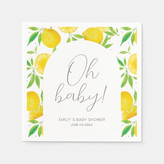 Oh Baby Lemon Watercolor Babydusche Serviette (Vorderseite)