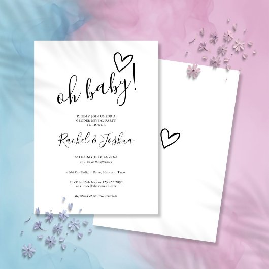 Oh Baby Liebe Heart Gender Reveal Party Einladung