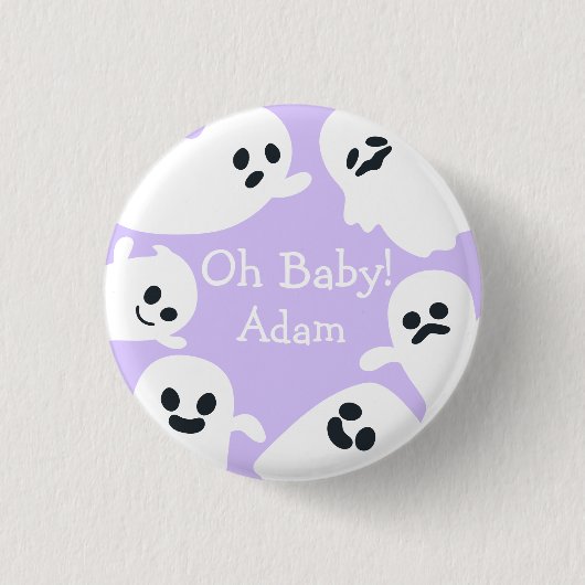Oh, Baby! Lila Halloween-Herbstdusche Button (Vorderseite)