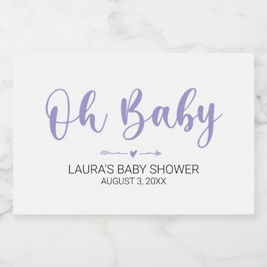 Oh Baby Lila Mini Sparkling Weinflaschen Etikett (Einzelnes Label)