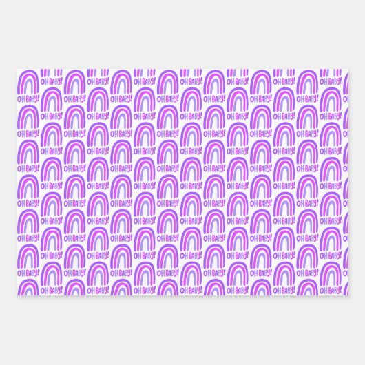 Oh, Baby! Lila Muster-Regenbogengeschenk Geschenkpapier Set (Vorderseite)