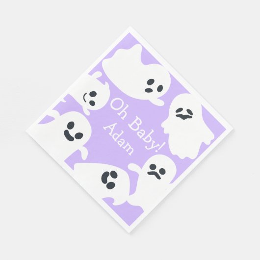 Oh, Baby! Lila und weiße Halloween-Herbstdusche Serviette (Ecke)