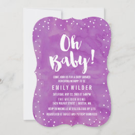 Oh Baby Lila Watercolor Babydusche Einladung