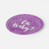 Oh Baby Lila Watercolor Babydusche Pappteller (Schrägansicht)