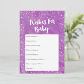 Oh Baby Lila Watercolor Babydusche Wünsche Karte (Stehend Vorderseite)