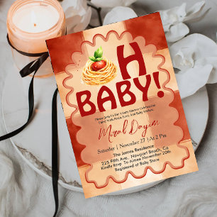Oh Baby! Little Meatball Rot Gingham Baby Shower Einladung