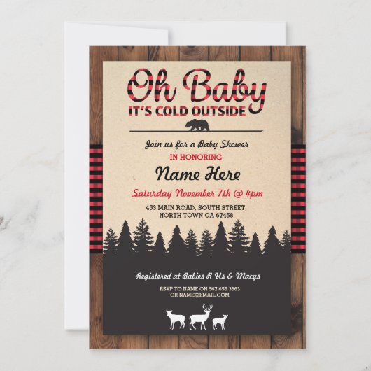 Oh Baby Lumberjack Red Baby Shower Boy Einladung (Vorderseite)