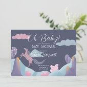 Oh, Baby! Magischer Pegasus im Wunderland Einladung (Stehend Vorderseite)