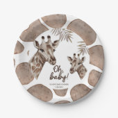 Oh Baby Mama und Baby Giraffe Neutral Baby Dusche Pappteller (Vorderseite)