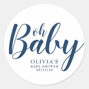 Oh Baby - Marine-Blau-Babyparty Runder Aufkleber