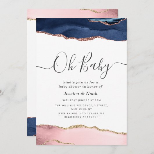 Oh Baby Marinesoldat Bengel Adler Baby Dusche Einl Einladung (Vorne/Hinten)