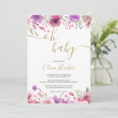 Oh Baby Meadow Blume Baby Girl Dusche / Sprinkle Einladung (Stehend Vorderseite)