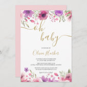 Oh Baby Meadow Blume Baby Girl Dusche / Sprinkle Einladung (Vorne/Hinten)