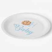 Oh Baby Milk and Cookies Blue Baby Shower Pappteller (Schrägansicht)