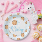 Oh Baby Milk and Cookies Blue Baby Shower Pappteller (Party)