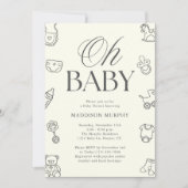 Oh Baby Minimal Gender Neutral Baby Shower Einladung (Vorderseite)