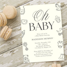 Oh Baby Minimal Gender Neutral Baby Shower