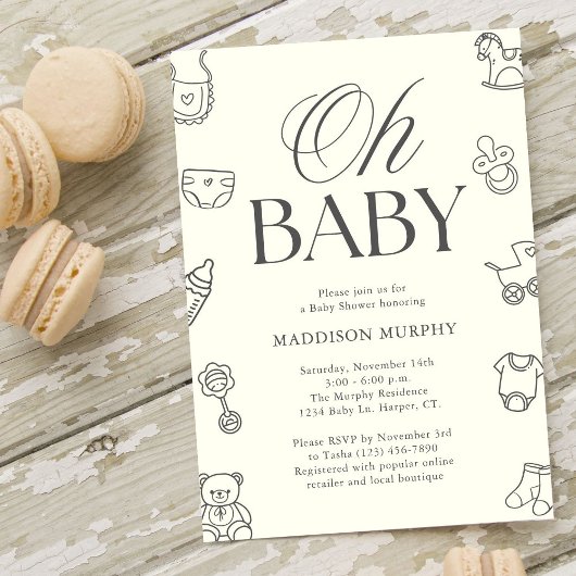 Oh Baby Minimal Gender Neutral Baby Shower Einladung