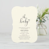 Oh Baby! Minimal Typography Cream Baby Shower Einladung (Stehend Vorderseite)