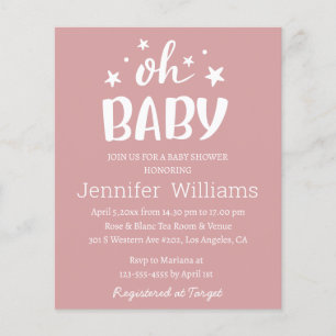 oh baby, minimalist rosa Babyparty-Einladung Flyer