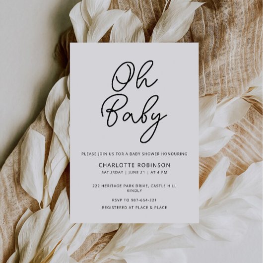 Oh Baby minimalist Simple Baby Dusche Einladung
