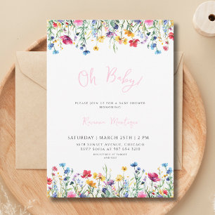 Oh Baby Minimalist Wildblumen Florales Babyshower Einladung