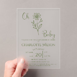 Oh Baby Minimalist Wildflower Baby Shower Acryleinladungen