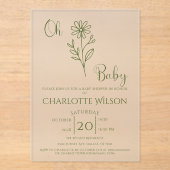 Oh Baby Minimalist Wildflower Baby Shower Acryleinladungen (Vorderseite)