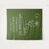 Oh Baby Minimalist Wildflower Baby Shower Backdrop Wandteppich (Vorderseite (Horizontal))