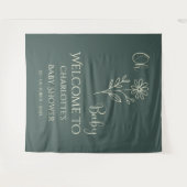 Oh Baby Minimalist Wildflower Baby Shower Backdrop Wandteppich (Vorderseite (Horizontal))