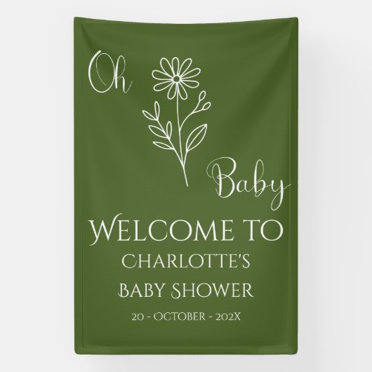 Oh Baby Minimalist Wildflower Baby Shower Banner (Vertikal)