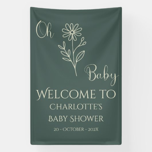 Oh Baby Minimalist Wildflower Baby Shower Banner (Vertikal)