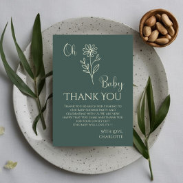 Oh Baby Minimalist Wildflower Baby Shower Dankeskarte
