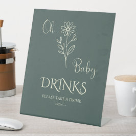 Oh Baby Minimalist Wildflower Baby Shower Drinks Sockelschild