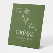 Oh Baby Minimalist Wildflower Baby Shower Drinks Sockelschild (Vorderseite)
