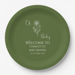 Oh Baby Minimalist Wildflower Baby Shower Pappteller