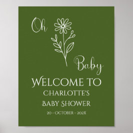 Oh Baby Minimalist Wildflower Baby Shower Welcome Poster