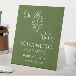 Oh Baby Minimalist Wildflower Baby Shower Welcome Sockelschild