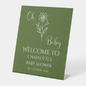 Oh Baby Minimalist Wildflower Baby Shower Welcome Sockelschild (Vorderseite)
