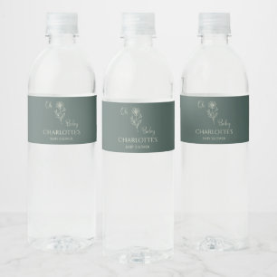 Oh Baby Minimalist Wildflower Babyparty Wasserflaschenetikett