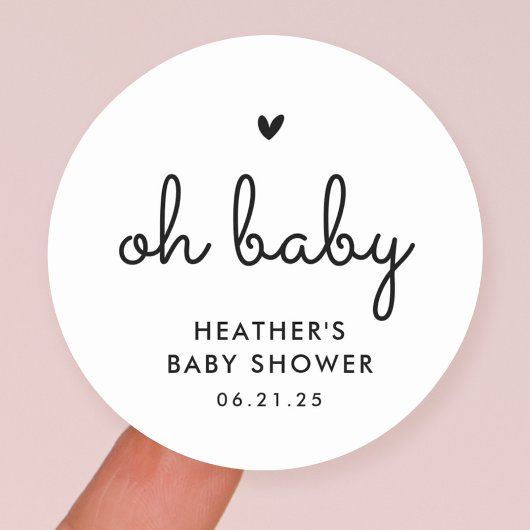 Oh Baby Minimalistisch Baby Dusche Gefallen Runder Aufkleber