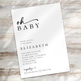 Oh Baby Minimalistisch Modern Script Baby Dusche Einladung